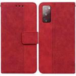 For Samsung Galaxy S20 FE 5G Geometric Embossed Leather Phone Case(Red)