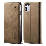 For OPPO Realme Q3T / K9S / Realme Q3s Denim Texture Casual Style Leather Phone Case(Khaki)