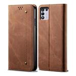 For OPPO Realme Q3T / K9S / Realme Q3s Denim Texture Casual Style Leather Phone Case(Brown)