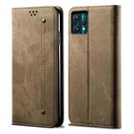 For OPPO Realme 9 Pro Denim Texture Casual Style Leather Phone Case(Khaki)