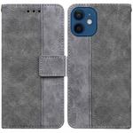 For iPhone 12 mini Geometric Embossed Leather Phone Case (Grey)