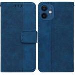 For iPhone 12 mini Geometric Embossed Leather Phone Case (Blue)