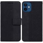 For iPhone 12 mini Geometric Embossed Leather Phone Case (Black)