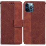 For iPhone 12 Pro Max Geometric Embossed Leather Phone Case(Brown)