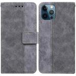For iPhone 12 Pro Max Geometric Embossed Leather Phone Case(Grey)