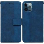 For iPhone 12 Pro Max Geometric Embossed Leather Phone Case(Blue)