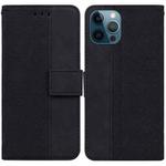 For iPhone 12 Pro Max Geometric Embossed Leather Phone Case(Black)