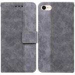 For iPhone SE 2022 / SE 2020 / 8 / 7 Geometric Embossed Leather Phone Case(Grey)