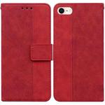 For iPhone SE 2022 / SE 2020 / 8 / 7 Geometric Embossed Leather Phone Case(Red)