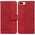 Geometric Embossed Leather Phone Case For iPhone 8 Plus / 7 Plus(Red)