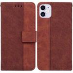 For iPhone 11 Geometric Embossed Leather Phone Case (Brown)