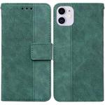 For iPhone 11 Geometric Embossed Leather Phone Case (Green)