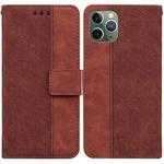 For iPhone 11 Pro Geometric Embossed Leather Phone Case (Brown)