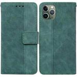 For iPhone 11 Pro Geometric Embossed Leather Phone Case (Green)