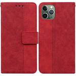 For iPhone 11 Pro Geometric Embossed Leather Phone Case (Red)