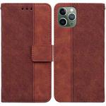 For iPhone 11 Pro Max Geometric Embossed Leather Phone Case (Brown)