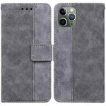 For iPhone 11 Pro Max Geometric Embossed Leather Phone Case (Grey)