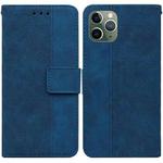For iPhone 11 Pro Max Geometric Embossed Leather Phone Case (Blue)