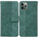 For iPhone 11 Pro Max Geometric Embossed Leather Phone Case (Green)