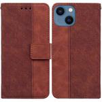 For iPhone 13 Geometric Embossed Leather Phone Case(Brown)