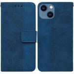 For iPhone 13 Geometric Embossed Leather Phone Case(Blue)