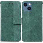 For iPhone 13 Geometric Embossed Leather Phone Case(Green)