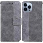 For iPhone 13 Pro Geometric Embossed Leather Phone Case (Grey)
