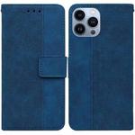 For iPhone 13 Pro Geometric Embossed Leather Phone Case (Blue)