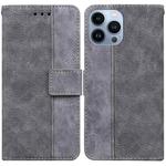 For iPhone 13 Pro Max Geometric Embossed Leather Phone Case (Grey)