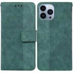 For iPhone 13 Pro Max Geometric Embossed Leather Phone Case (Green)