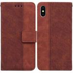 For iPhone X / XS Geometric Embossed Leather Phone Case(Brown)