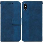 For iPhone X / XS Geometric Embossed Leather Phone Case(Blue)
