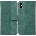 For iPhone X / XS Geometric Embossed Leather Phone Case(Green)