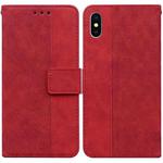 For iPhone X / XS Geometric Embossed Leather Phone Case(Red)