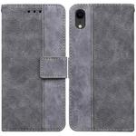 For iPhone XR Geometric Embossed Leather Phone Case(Grey)