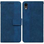 For iPhone XR Geometric Embossed Leather Phone Case(Blue)