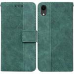 For iPhone XR Geometric Embossed Leather Phone Case(Green)