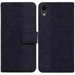 For iPhone XR Geometric Embossed Leather Phone Case(Black)