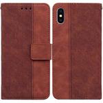 For iPhone XS Max Geometric Embossed Leather Phone Case(Brown)
