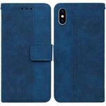 For iPhone XS Max Geometric Embossed Leather Phone Case(Blue)