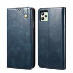 For OPPO Realme C35 Simple Wax Crazy Horse Texture Horizontal Flip Leather Phone Case with Card Slots & Holder(Navy Blue)