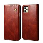 For OPPO Realme C35 Simple Wax Crazy Horse Texture Horizontal Flip Leather Phone Case with Card Slots & Holder(Brown)