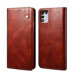 For OPPO Realme Q3T / K9S / Realme Q3s Simple Wax Crazy Horse Texture Horizontal Flip Leather Phone Case with Card Slots & Holder(Brown)