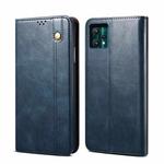 For OPPO Realme 9 Pro Simple Wax Crazy Horse Texture Horizontal Flip Leather Phone Case with Card Slots & Holder(Navy Blue)