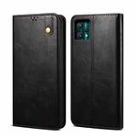 For OPPO Realme 9 Pro Simple Wax Crazy Horse Texture Horizontal Flip Leather Phone Case with Card Slots & Holder(Black)