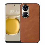 For Huawei P50 Pro Cowhide Texture PU Phone Case(Brown)