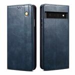 For Google Pixel 6a Oil Wax Crazy Horse Texture Leather Phone Case(Blue)