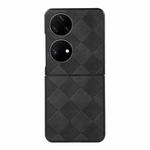 For Huawei P50 Pocket Weave Plaid PU Phone Case(Black)