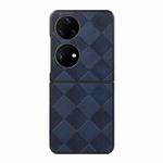 For Huawei P50 Pocket Weave Plaid PU Phone Case(Blue)
