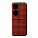 For Huawei P50 Pocket Weave Plaid PU Phone Case(Brown)